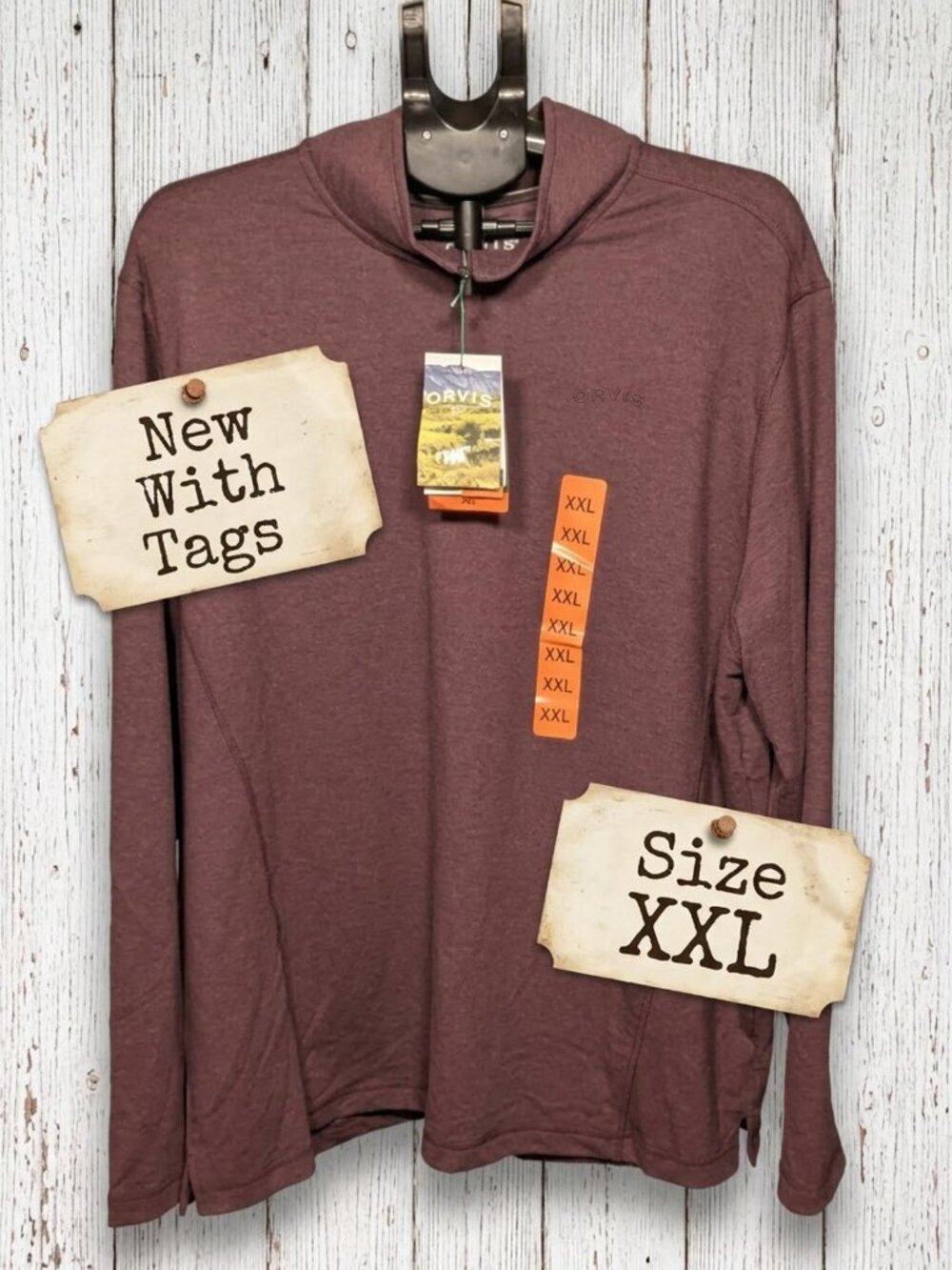 NWT Orvis XXL Quarter-Zip Pullover Maroon